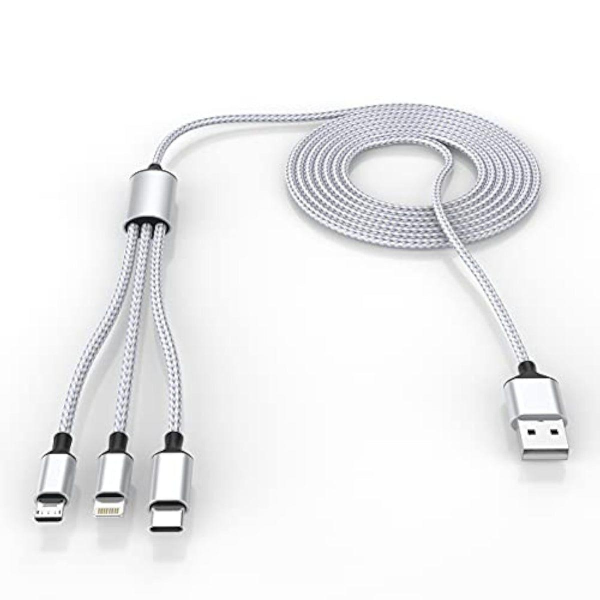 Multi 3 In 1 Usb Long Iphone Charging Cable, 3M/10Ft Nylon Braided Universal Phone Charger Cord Usb C/Micro Usb/Lightning Connector Adapter For Android/Apple/Samsung/Lg/Pixel/Huawei/Xiaomi(Gray)