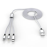 Multi 3 In 1 Usb Long Iphone Charging Cable, 3M/10Ft Nylon Braided Universal Phone Charger Cord Usb C/Micro Usb/Lightning Connector Adapter For Android/Apple/Samsung/Lg/Pixel/Huawei/Xiaomi(Gray)
