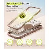For Iphone 16 Pro Max Case For Women Girls, [Compatible With Magsafe][Built-In Glass Screen Protector And Camera Protection] Cute Wave Clear Full Body Phone Case For Iphone 16 Pro Max 6.9",Brown