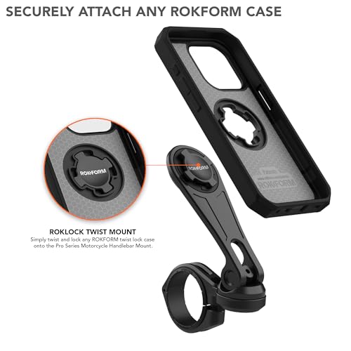 Motorcycle Handlebar Phone Mount, Version 2, Now mounts to Any Handlebar from 7/8" - 1.5" (22.mm - 38.1mm), Secure Phone via Twist Lock and Built-in