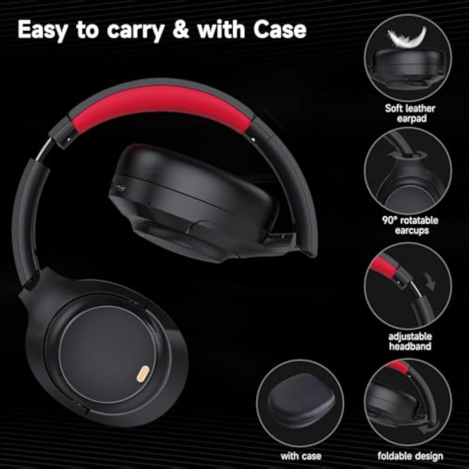 Ifecco Headphones Wireless Bluetooth Over Ear,Wireless Noise Canceling Headpho