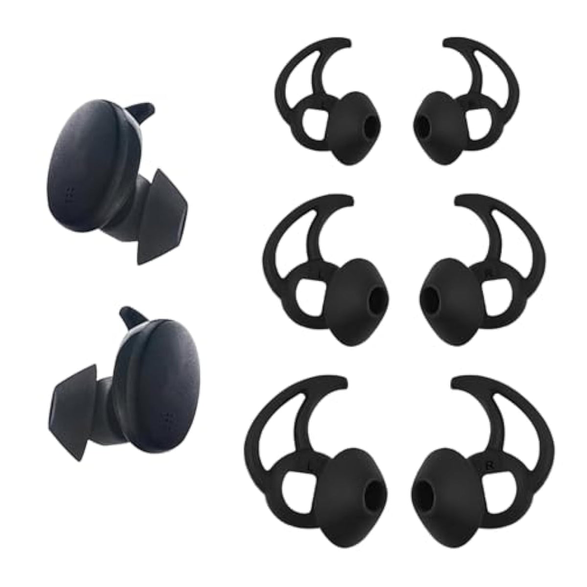 Replacement Tips For Bose Earbuds (Sml 3 Pairs Black) Washable Silicone For Quietcomfort Noise Cancelling