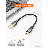 CableCreation Short USB to USB C Cable 0.8ft, Drable USB C Charger Cable Braid