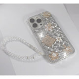 For Iphone 16 Pro Max Bling Case With Wrist Strap For Women Girls Luxury 3D Glitter Diamond Crystal Rhinestone Sparkle Shiny Gemstone Perfume Bottle And Flower Cover Soft Tpu Bumper