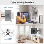 Full Motion Tv Monitor Wall Mount Bracket Swivel Tilt Extension Rotation For Echo Show 21/15 And Most 13-42 Inch Led Lcd Flat Curved Screen Tvs & Monitors, Max Vesa 200X200Mm Up To 44Lbs