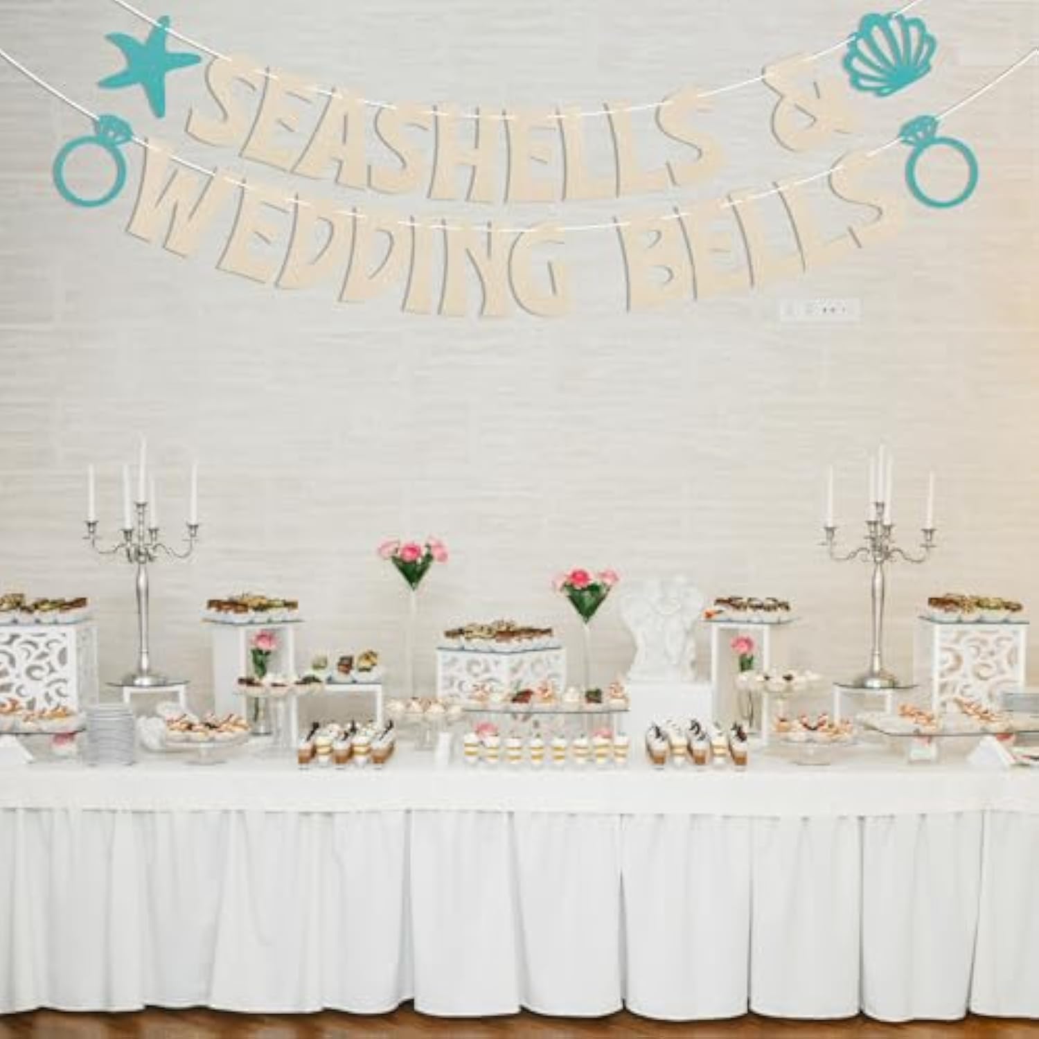 Seashells and Wedding Bells Beach Bachelorette Banner Coastal Bridal Shower Decor