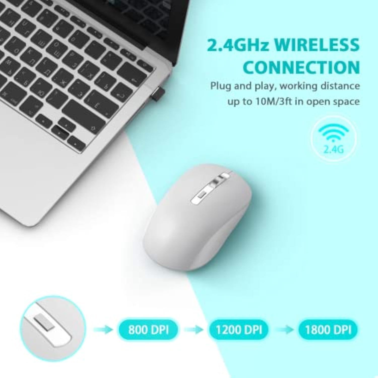 Bluetooth Mouse, 2.4G Wireless Bluetooth Mouse Dual Mode(Bluetooth 5.0/3.0+Usb