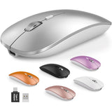 Bluetooth Mouse For Macbook Pro/Air, Ipad - Rechargeable Tri-Mode Wireless Mouse For 3 Devices (Bt 5.2 + 2.4G), Sleek Silver Slim Silent Mouse For Surface, Windows M31