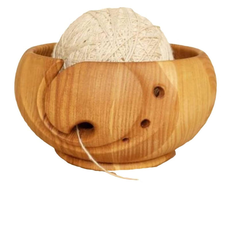 Wooden Yarn Bowl For Crocheting, Knitting With Hook Holder Storage Yarn Bowl P