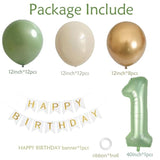Sage Green First Birthday Decor Boys 40" Olive Number 1 Balloon Banner Balloon Set