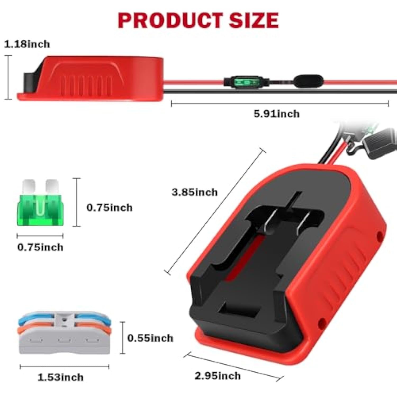 2 Packs Power Wheel Adapter For Bauer 20V Battery Adapter Power Wheels Battery Converter Kit With Fuses & Wire Terminals, 14Awg Wire, Power Connector For Diy Rc Car Toys, Robotics And Rc Truck