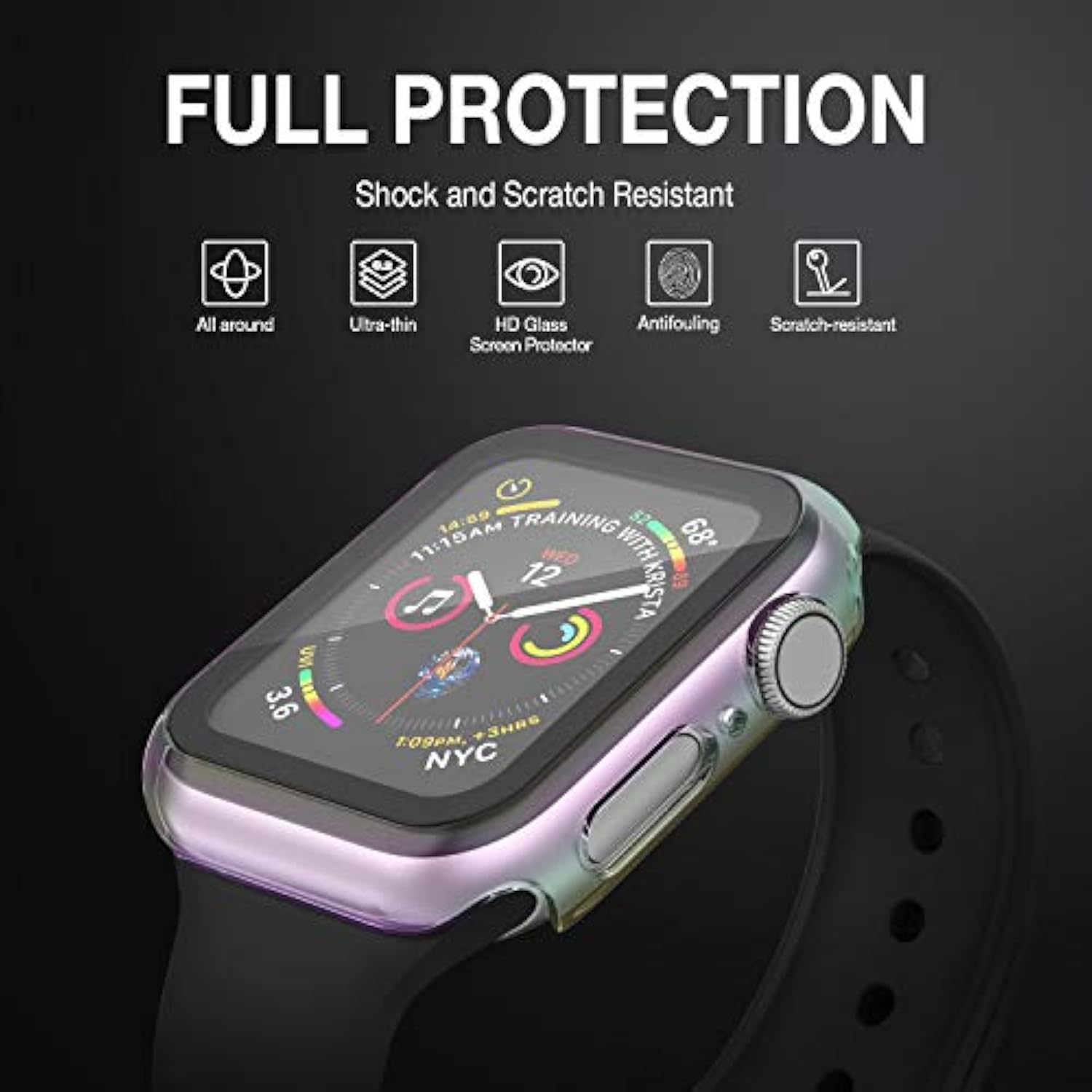Case Compatible With Apple Watch 40Mm Series 6/5/4/Se With Built-In Tempered Glass Screen Protector, All-Around Ultra-Thin Bumper Full Cover Hard Pc Protective Case For Iwatch