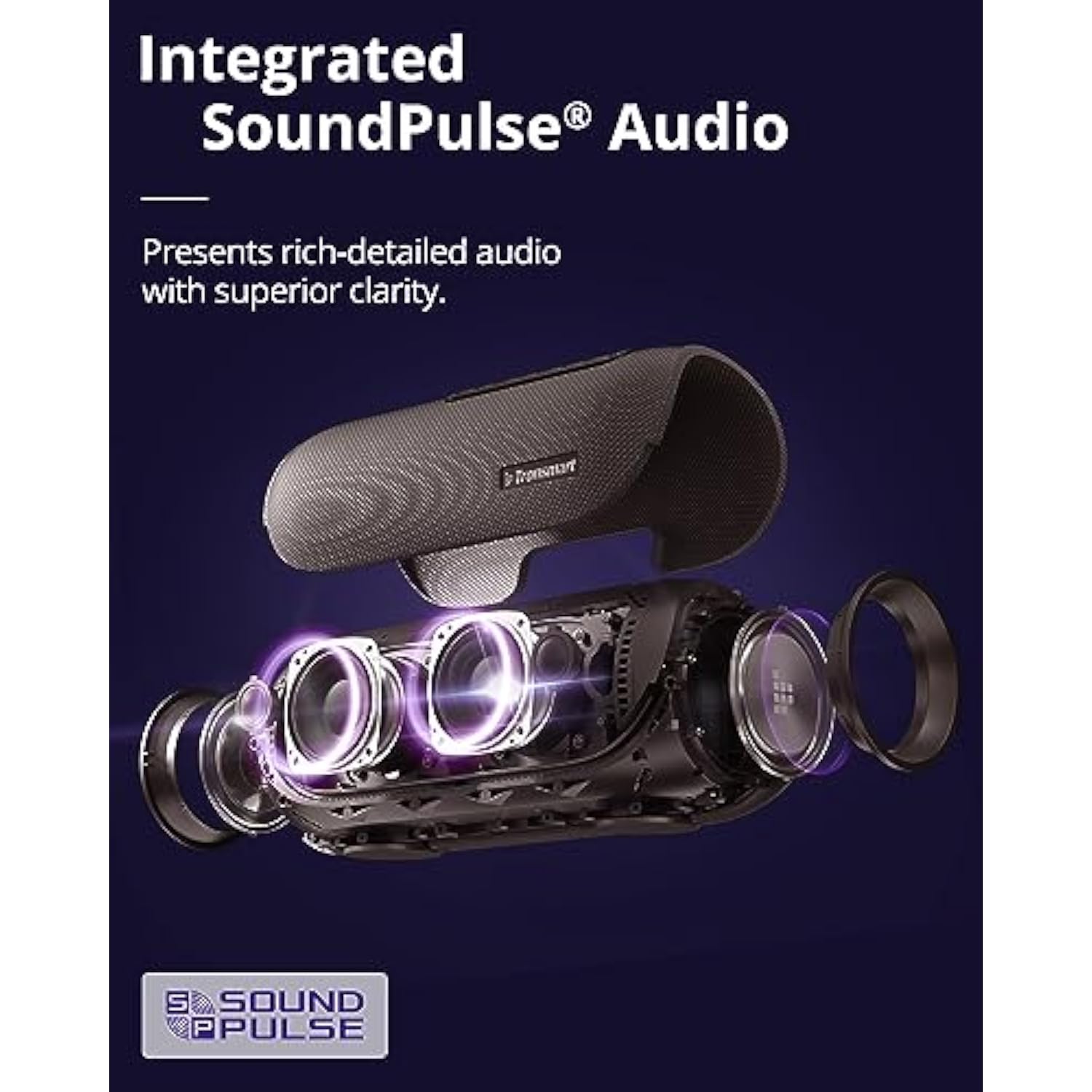 Tronsmart Upgraded Bang 60W Bluetooth Speakers with Subwoofer, IPX6 Waterproof Loud Bluetooth Speaker with 7 Color Light, 15H Playtime, Custom EQ, Portable Speaker with Handle for Outdoor, Party