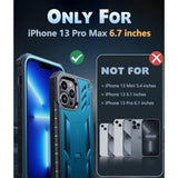 For Iphone 13 Pro-Max Case: Military Grade Shockproof Protective Phone Cover With Kickstand - Dual Layer Full Protection Matte Textured Drop Proof Heavy Duty Hard Cases - 6.7 Inch Blue