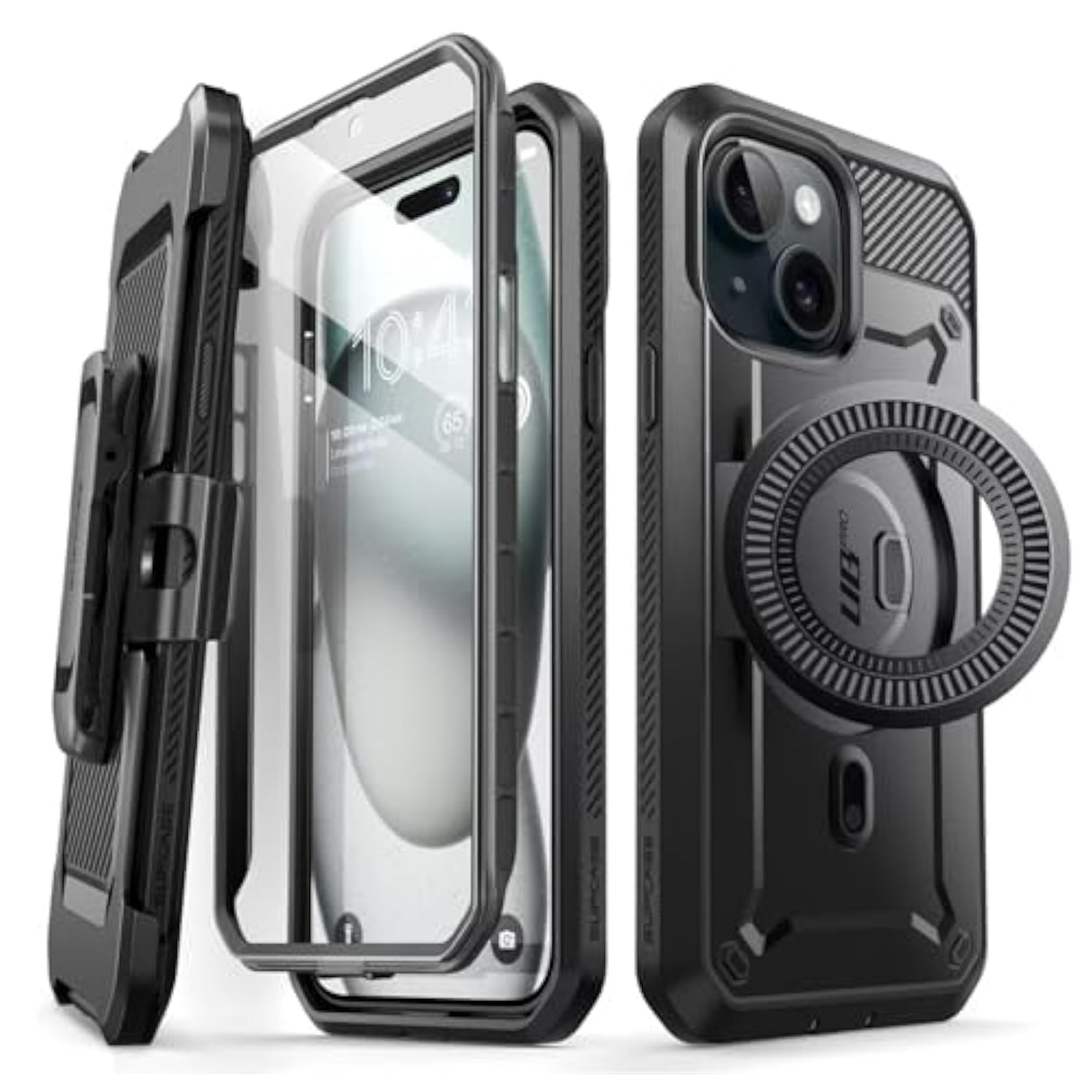 SUPCASE for iPhone 15 Plus Case with Stand, [Compatible with MagSafe] [Built-in Screen Protector & Belt Clip] [Military-Grade Drop Protection] Magnetic Phone Case for iPhone 15 Plus, Black