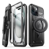 SUPCASE for iPhone 15 Plus Case with Stand, [Compatible with MagSafe] [Built-in Screen Protector & Belt Clip] [Military-Grade Drop Protection] Magnetic Phone Case for iPhone 15 Plus, Black