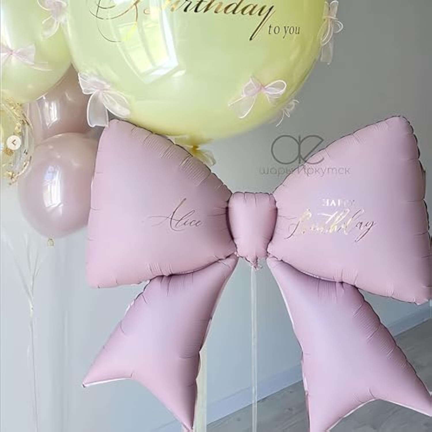 4Pcs Giant Pink Bow Balloons, 38" for Coquette Birthday & Wedding Party Decor