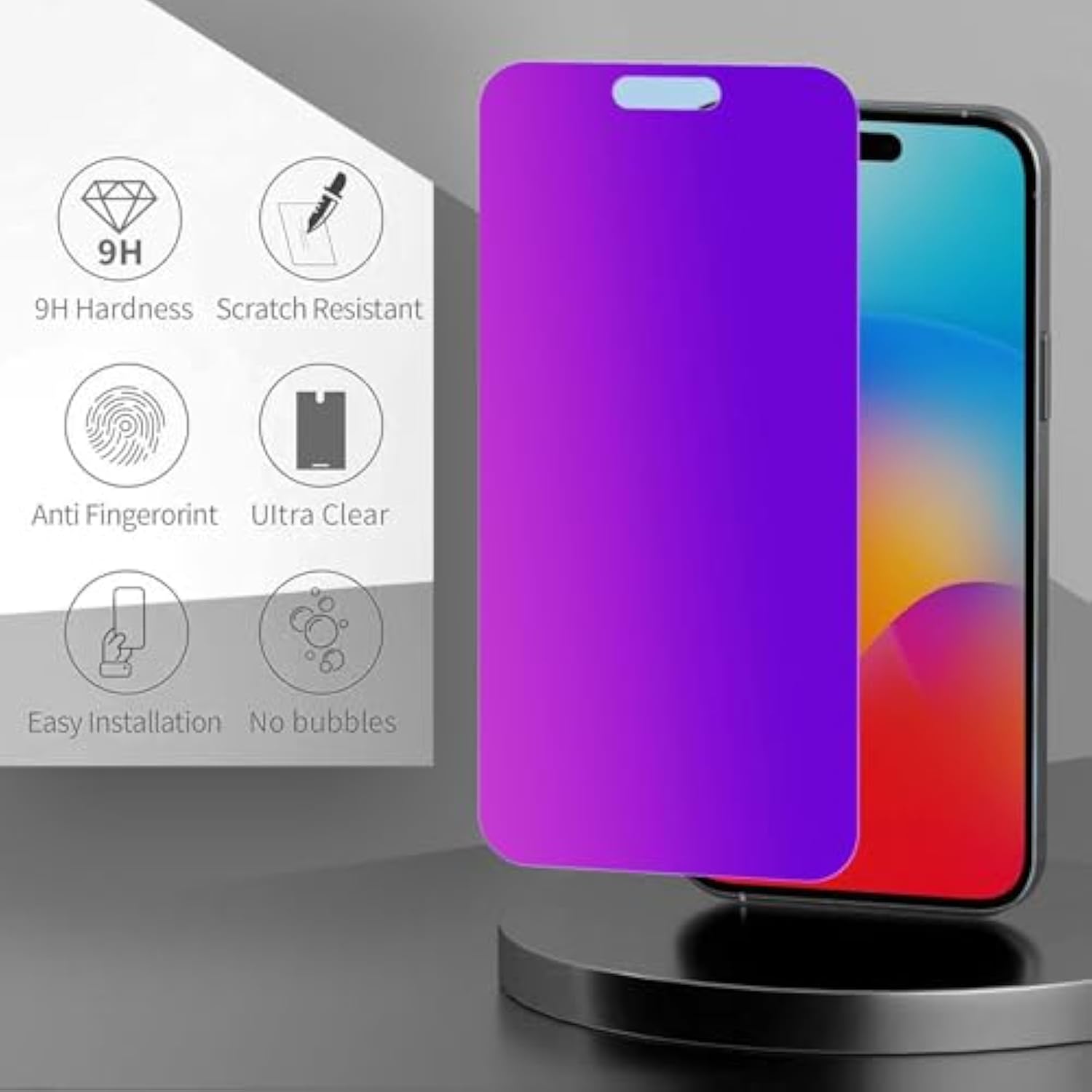 Compatible For Iphone 16 Plus, Iphone 15 Plus 6.7 Inch Matted Privacy & Anti Blue Light Screen Protector Tempered Glass 6.7 Inch, Matted Gradient Anti Spy Anti Blue Light Easy Installation, 2 Pack