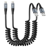 Coiled Lightning Cable, Iphone Charger Cable 3Ft For Car, 2 Pack [Apple Mfi Certified] 3 Feet Lightning Cord Compatible With Iphone14/13/12/11 Pro Max/Xs Max/Xr/Xs/X/8/7/Plus/6S Ipad/Ipod- Black