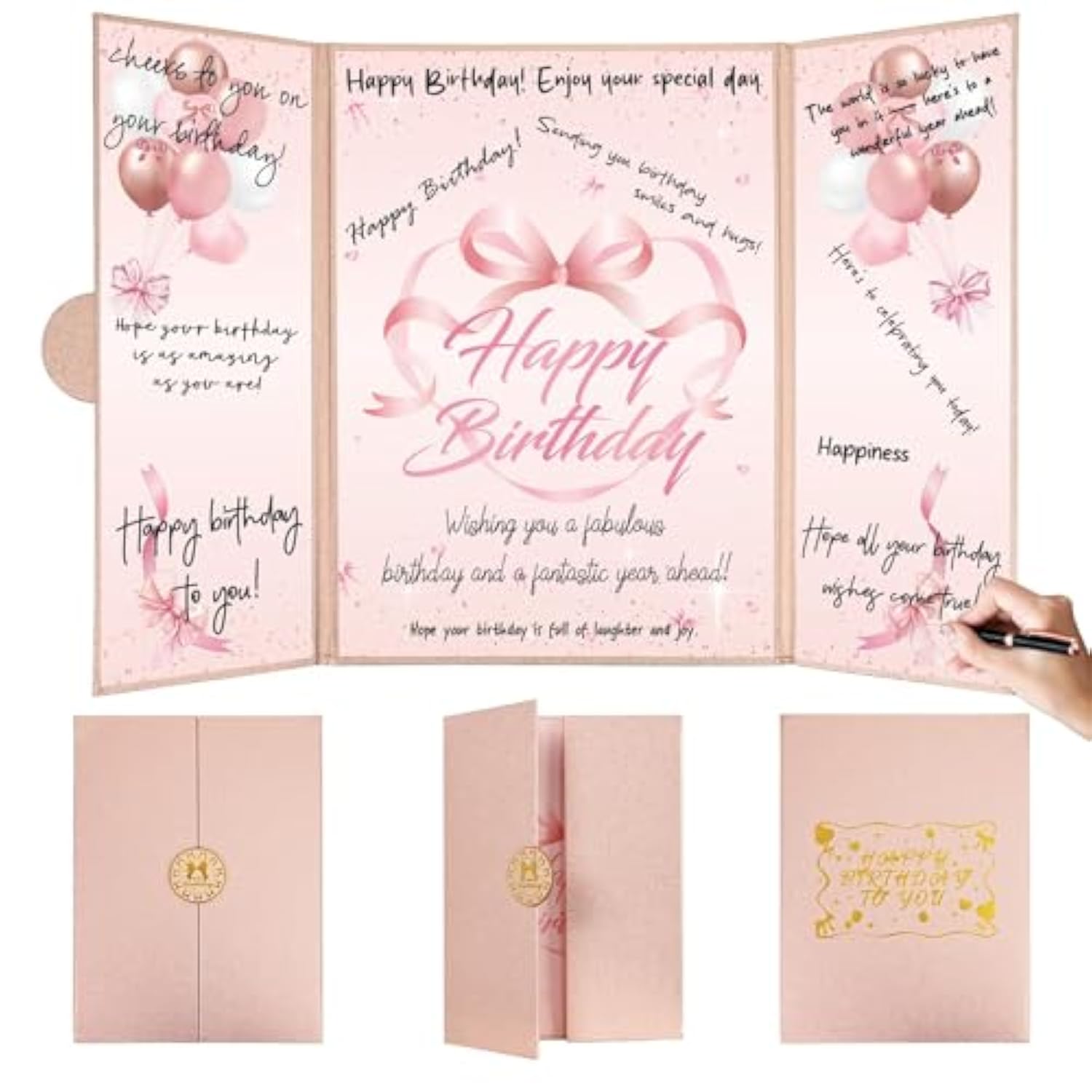 Bow Birthday Decorations For Girls Women Rose Gold Happy Birthday Guest Book To Sign Coquette Birthday Alternative Signature Guestbook Gifts Keepsake Pink Bow Heart Memory Book Card Board Party