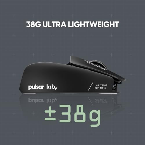 LAB X2F Wireless Fingertip Gaming Mouse, Ultra Lightweight 1.34 oz (38 g), HUANO Blue Pink Dot Switches, 32,000 DPI, 750 IPS, XS-1 Sensor, 8K