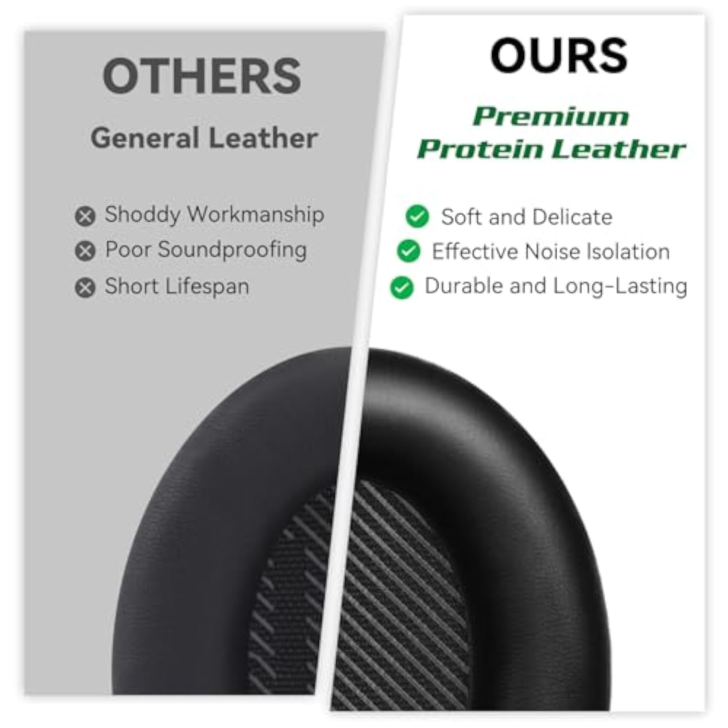 Replacement Earpads Cushions For Bose Quietcomfort35&35Ii(Qc35 Ii & Qc35) Headphones - Professional Positioning Tools Included, Noise-Isolating Memory Foam & Breathable Leather (Black)