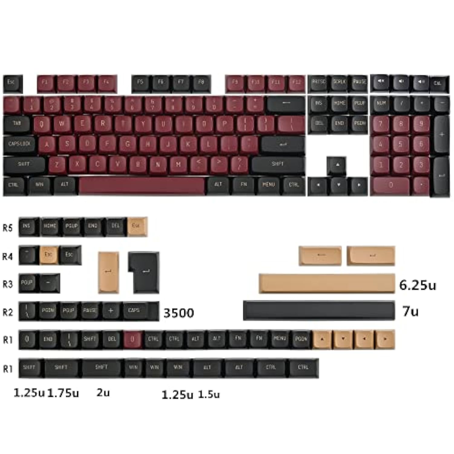 160-Key Csa Profile Keycaps Pbt Key Cap Set With 7U Spacebar For Us/Iso Layout