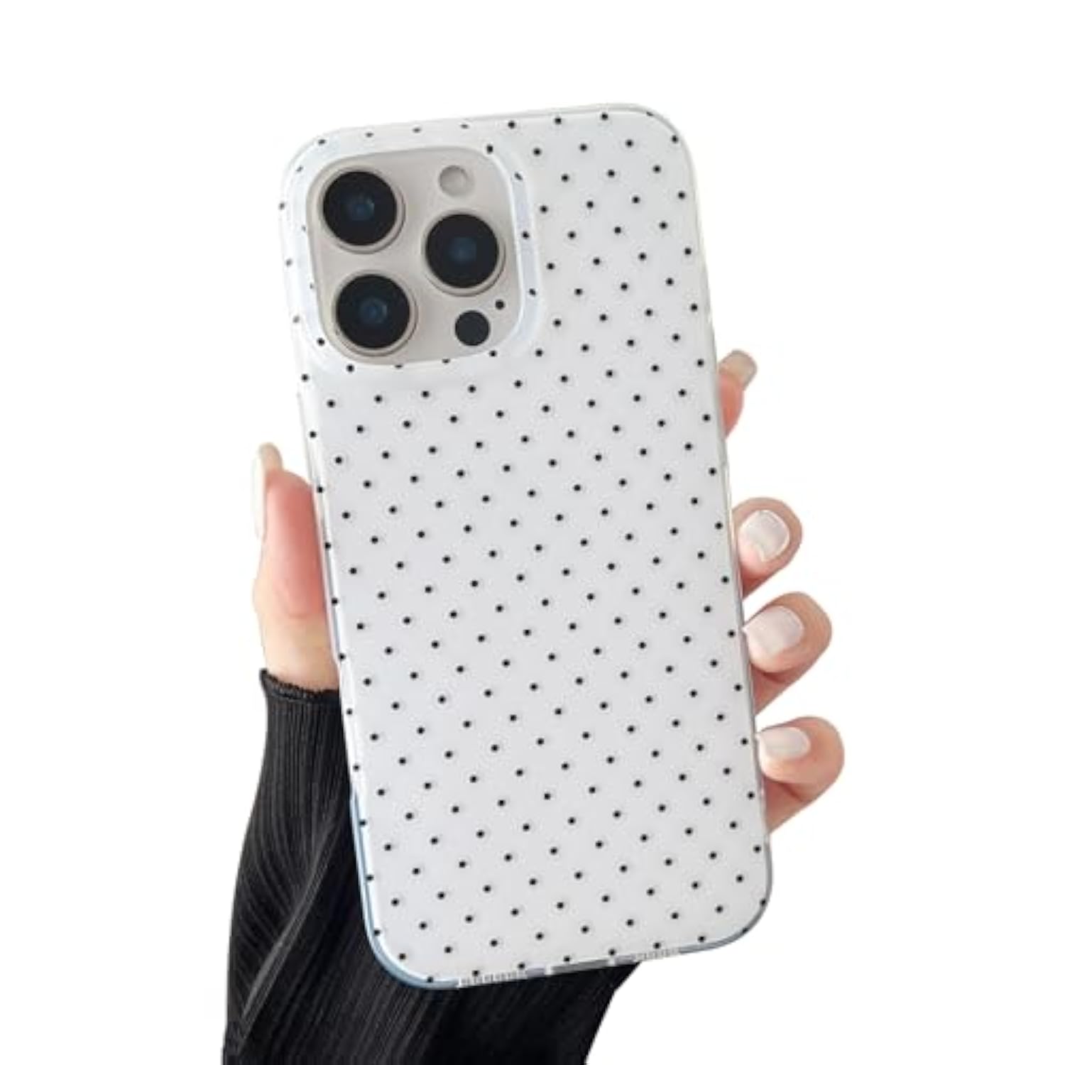 Compatible With Iphone 16 Pro Case, Fashion Cute Aesthetic Polka Dot Pattern Cover For Women, Shockproof Slim Soft Tpu And Hard Pc Protective Phone Case For Iphone 16 Pro 6.3"- White