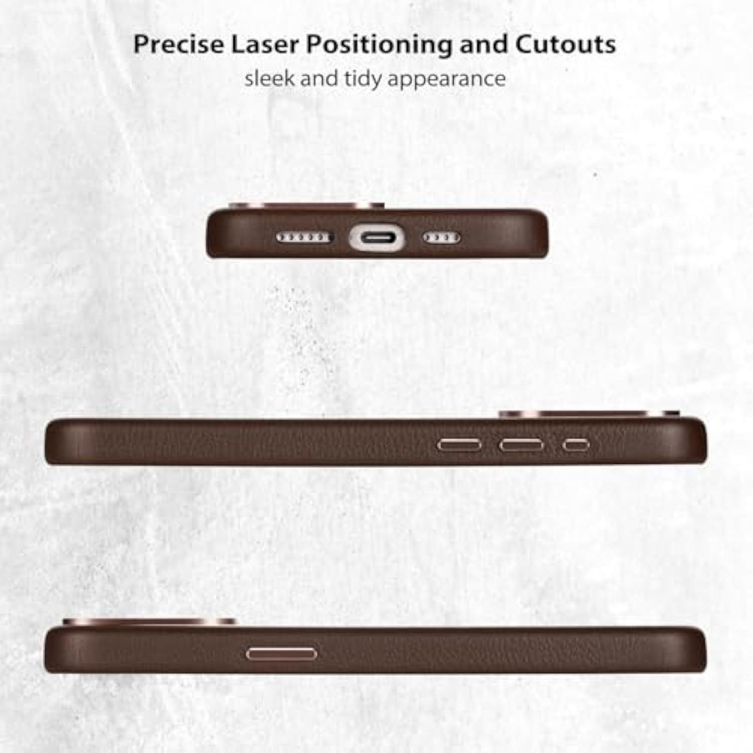 Compatible With Iphone 14 Pro Max Leather Case, Compatible With Magsafe - Luxury Tumbled Leather - Metal Buttons & Lens Protector - Slim Fit&Durable - Distinctive Texture (6.7-Inch) - Brown