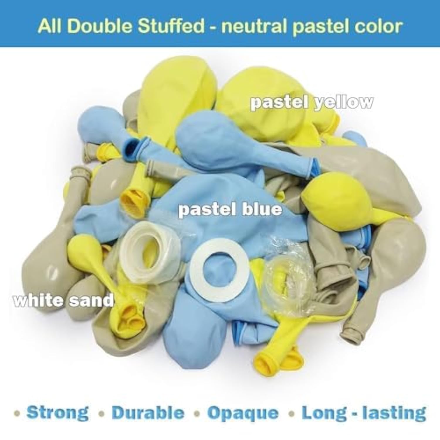 Pastel Blue Yellow Balloon Arch Kit Double Stuffed Light Yellow Baby Blue White Sand Matte Balloon Garland For Baby Shower Bear Birthday Bridal To Bee Summer Party Decoration
