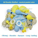 Pastel Blue Yellow Balloon Arch Kit Double Stuffed Light Yellow Baby Blue White Sand Matte Balloon Garland For Baby Shower Bear Birthday Bridal To Bee Summer Party Decoration