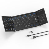 Bt Foldable Wireless Keyboard With Trackpad&Numpad,Quiet Typing Full-Size 2.4G Usb Receiver Travel Portable Keyboard For Ipad,Tablet,Smartphone,Android,Ios,Windows,Macos,Triple Device Pairing