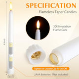 50 Pcs 8.5 Inch Flameless Taper Candles Battery Operated Taper Candles Bulk Led Flickering Flameless Candlesticks Realistic Candle Lights For Home Dinner Wedding Church Christmas Decor