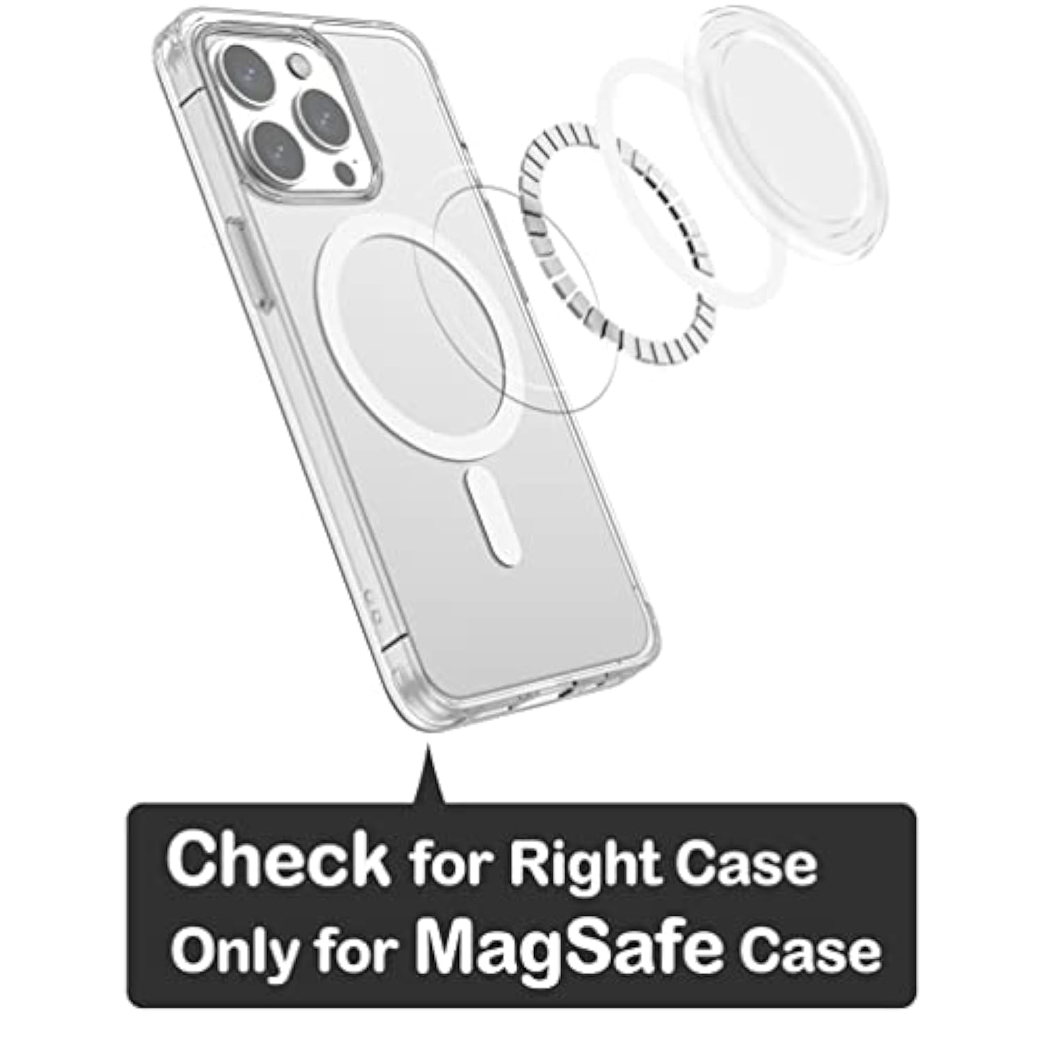 Magnetic Base Compatible With Popsocket Phone Grips And Magsafe Cases, Clear & White
