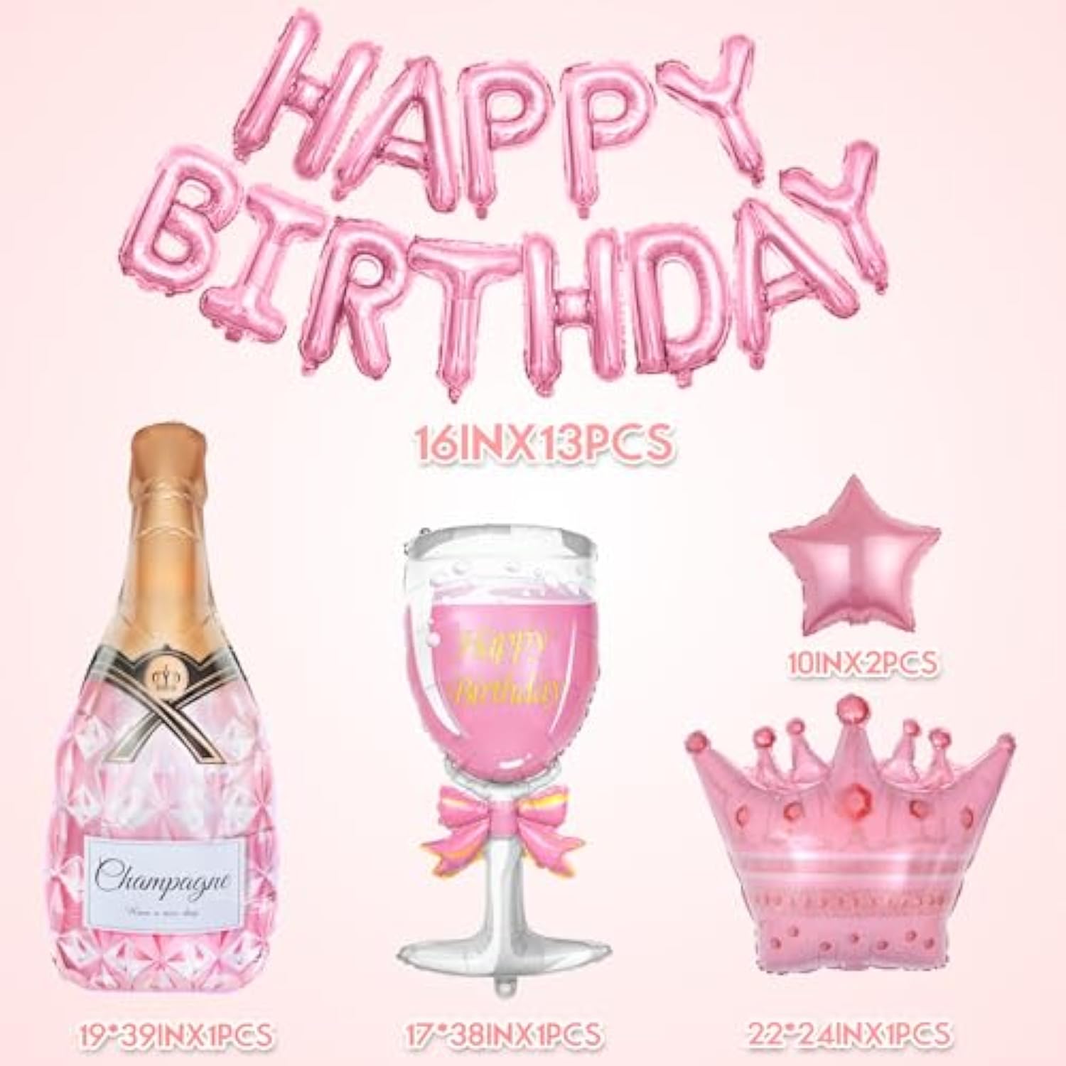 Pink Birthday Decorations For Women Girls, Silver Pink Confetti Foil Balloons Happy Birthday Banner Butterfly Fringe Curtains Cake Topper For Princess Party Supplies Decor