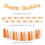 Orange-Peach Beige First Happy-Birthday Party-Decorations - 31Pcs 20Th Women Girls Bohemian Groovy Paper Lanterns Streamers Banner,Tissue Pom Poms Decor,Fall Boho Fans Tassels Graland Backdrop
