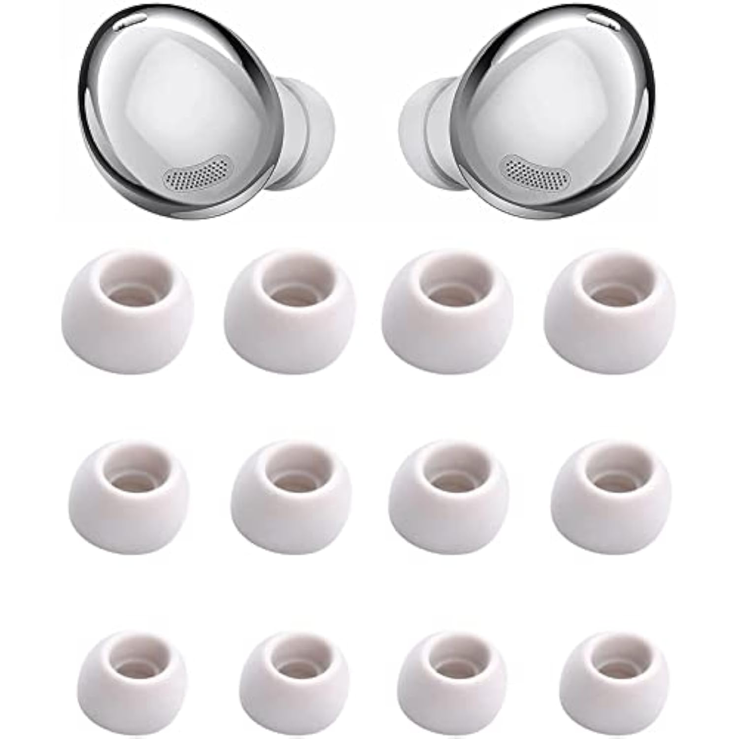 Ear Tips Compatible With Galaxy Buds Pro Earbuds, 6 Pairs S/M/L Sizes Soft Silicone Replacement Ear Tips Earbud Tips Eartips Compatible With Galaxy Buds Pro, Silver 12 Sml