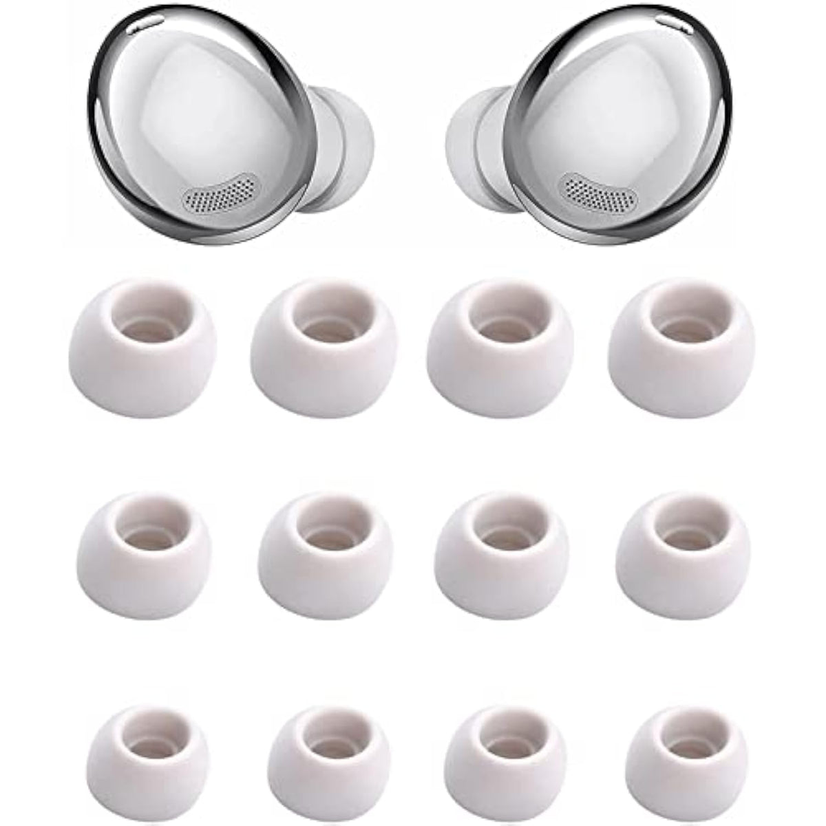 Ear Tips Compatible With Galaxy Buds Pro Earbuds, 6 Pairs S/M/L Sizes Soft Silicone Replacement Ear Tips Earbud Tips Eartips Compatible With Galaxy Buds Pro, Silver 12 Sml
