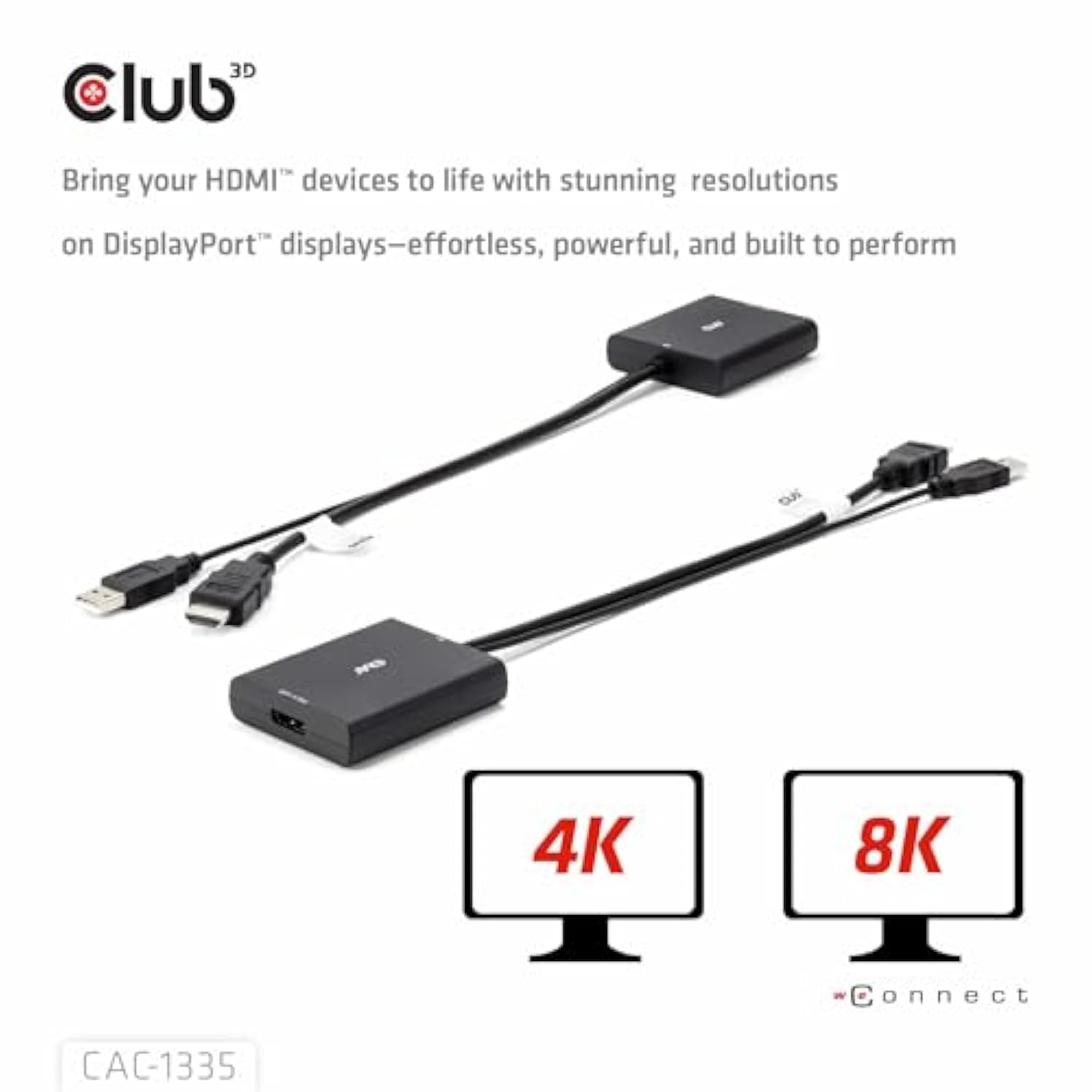 4K 120Hz Or 8K30Hz Hdmi To Displayport Video Adapter W/Usb Power - Hdmi 2.1 (M