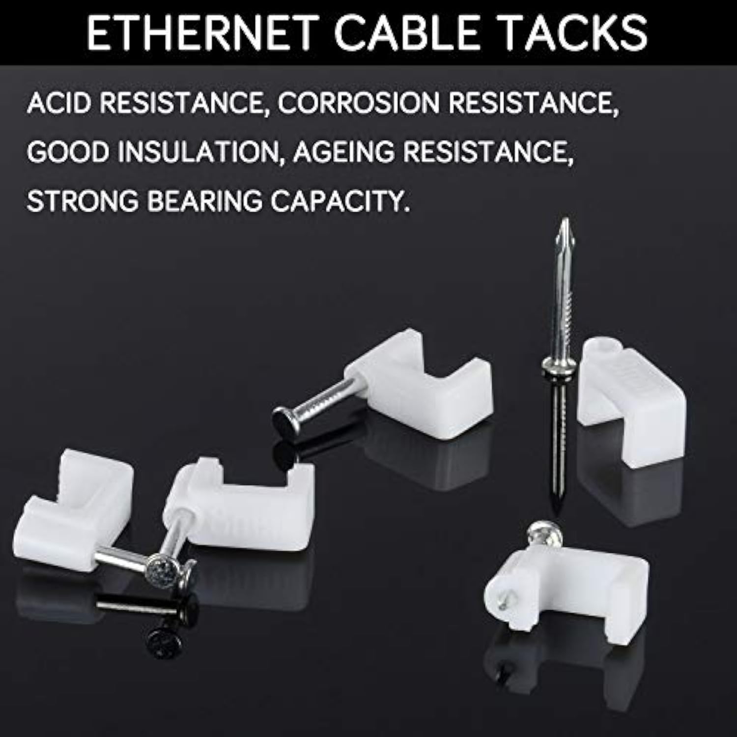 Cable Clips - 100 Pieces Ethernet Cable Clips With Nails 8Mm Cord Holder For C