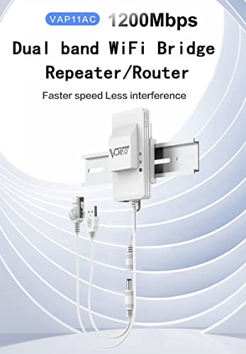 Dual Band 2.4Ghz/5Ghz Wifi Bridge/Router/Wireless Repeater Wifi Ethernet Convert/Hotspot Signal Cover, Ac1200, Dc/Usb Powered For Dvr Surveillance Camera Vap11Ac With Smart Cooling Fan