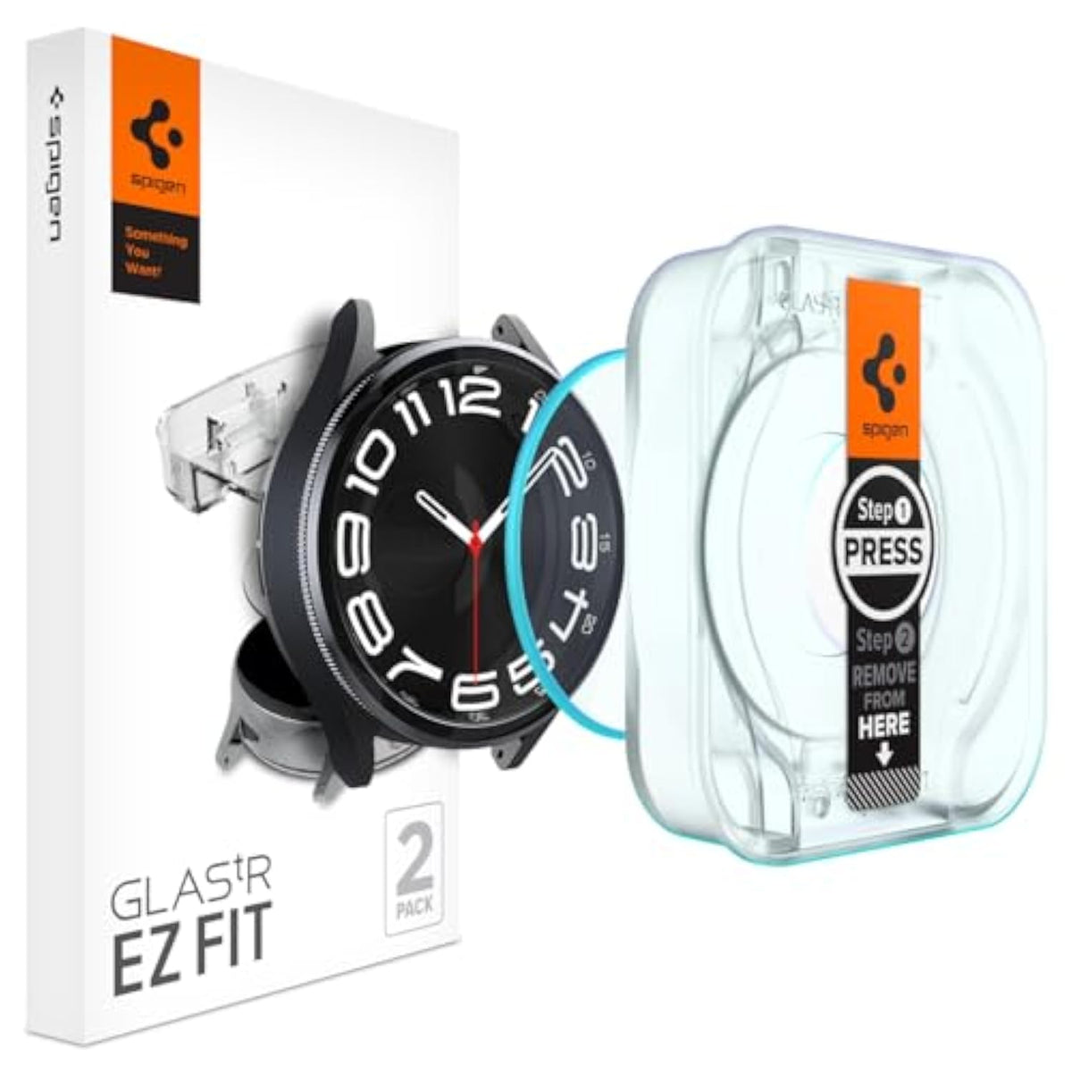 Spigen Tempered Glass Screen Protector [GlasTR EZ FIT] designed for Galaxy Watch 6 Classic (43mm) - 2 Pack