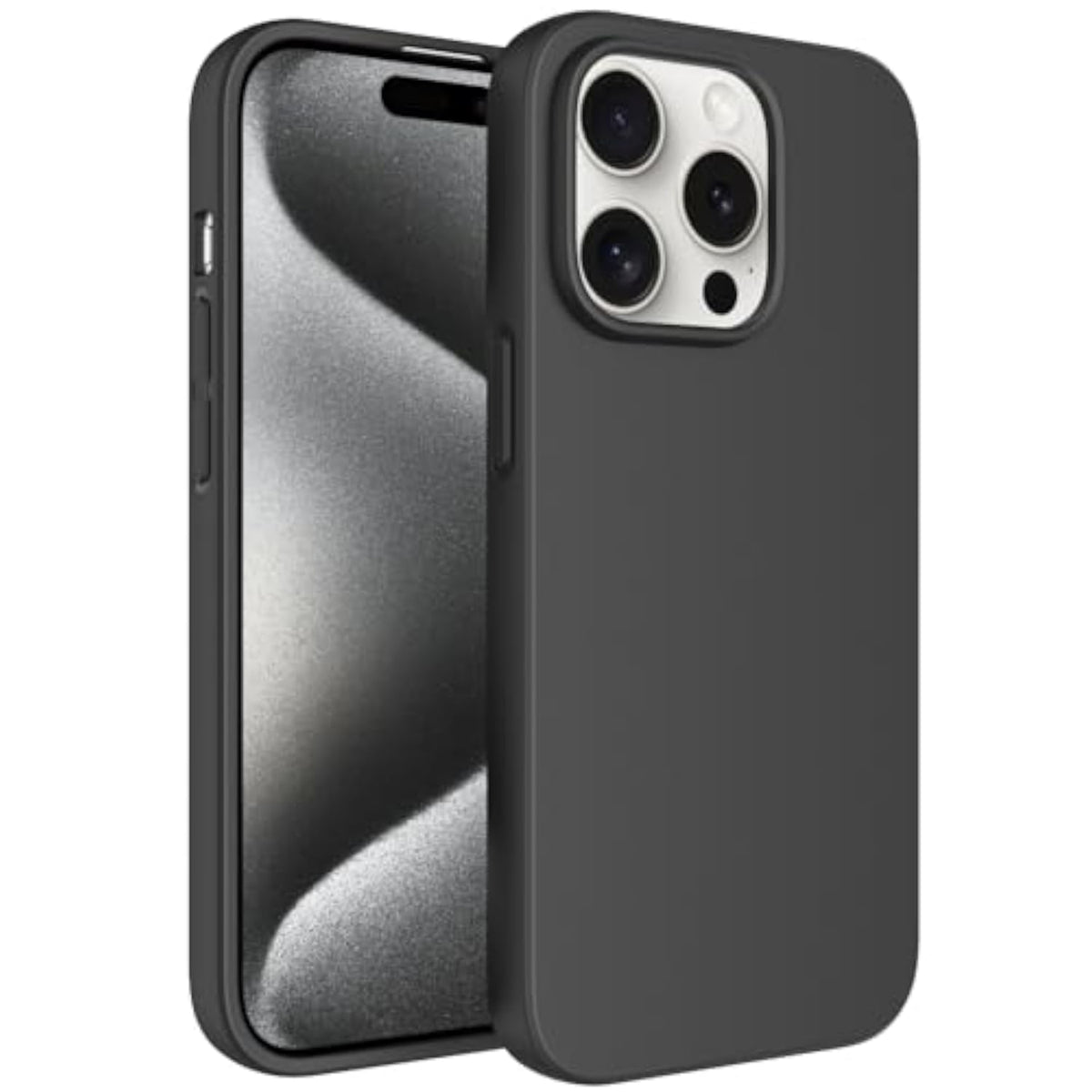 Slim Design Matte Soft TPU Protective Cover for iPhone 15 Pro Max, Black