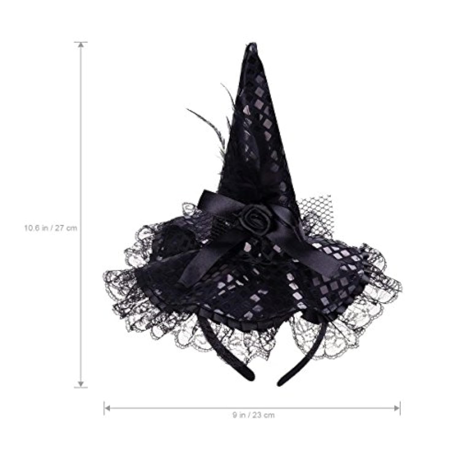 Halloween Witch Hat Headband For Halloween Costume Dress Up Party Supplies (Black)