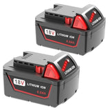 6.0Ah 18V Battery Replacement For Milwaukee M18 Battery 48-11-1850 48-11-1860, Compatible With Milwaukee M18 Cordless Power Tools 2 Pack