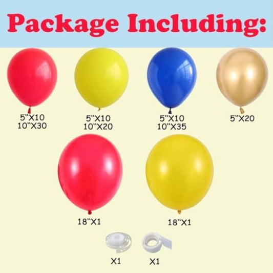 Princess Balloon Garland Arch Kit 137Pcs Red Blue Yellow Latex Balloons For Girl'S Birthday Baby Shower Princess Theme Party Decorations (Red Blue Yellow)
