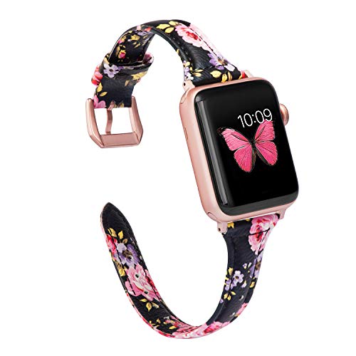 Slim Thin Leather Bands Compatible with Apple Watch Band 38mm 40mm 41mm 42mm 44mm 45mm 46mm 49mm Women Men Strap Wristband Bracelet for iWatch Series