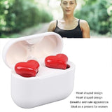 Earbuds, Heart Shaped Stylish Lightweight Noise Canceling Stereo In Ear Bluetooth Earphones, Includes Charging Case And 6 Ear Tips