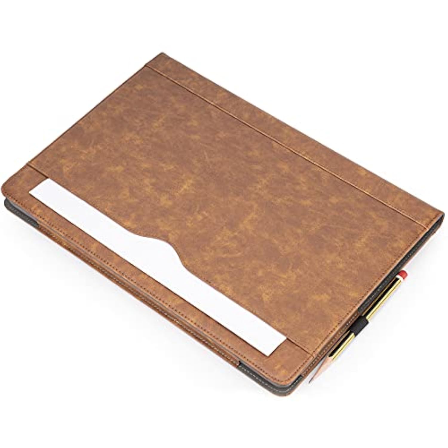 Tytx Compatible With Macbook Pro Leather Case 16 Inch 2019 2020 A2141 With Touch Id Laptop Sleeve Protective Folio Book Cover With Vents, Brown