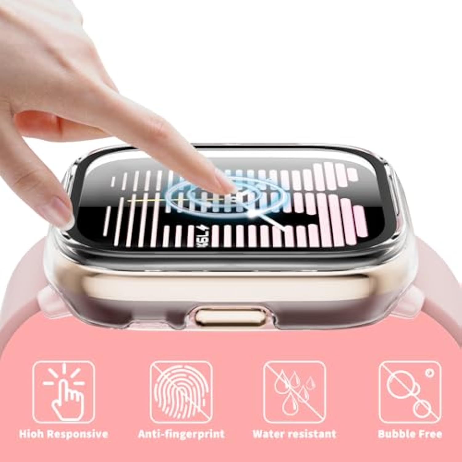 2-Pack For Amazfit Active Smartwatch Screen Protector Case, Hard Pc Bumper Built-In Tempered Glass Film Face Cover Replacement Accessories For Active Smart Watch